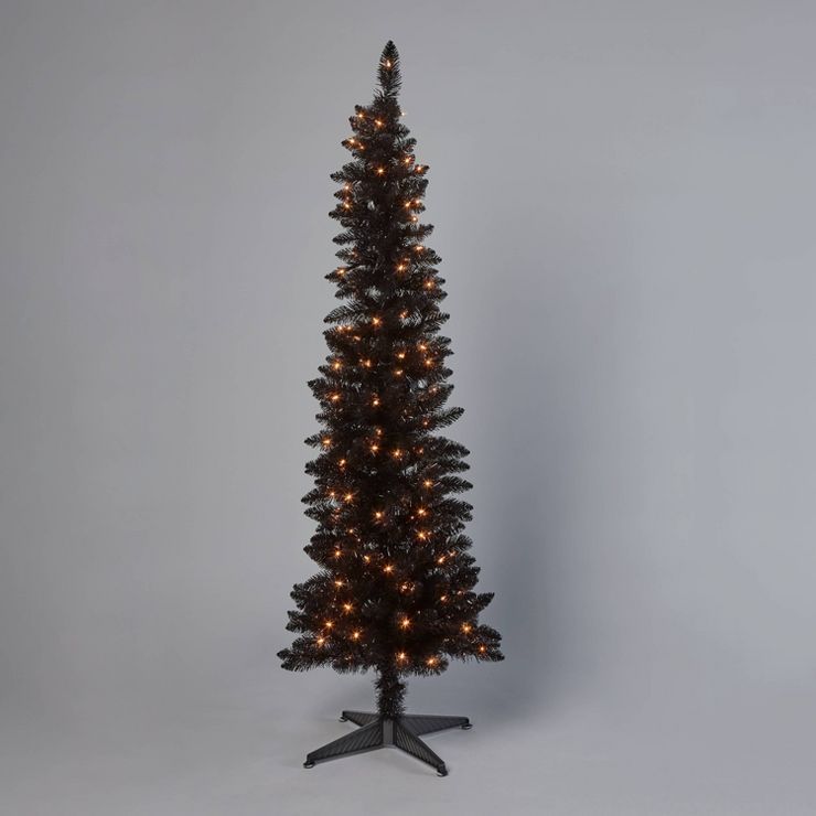 6' Pre-Lit Shiny Black Alberta Spruce Artificial Christmas Tree Clear Lights - Wondershop™ | Target