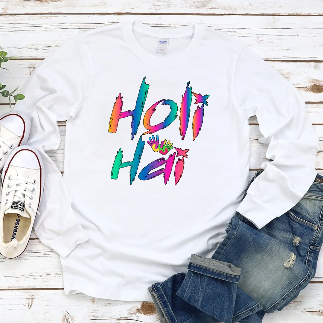 Happy Holi Family Long Sleeve T-shirt, Hindu Spring Unisex Long Sleeve Shirt, Happy Holi Color Sh... | Etsy (US)