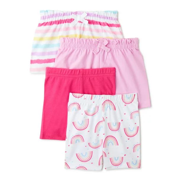 Garanimals Baby Girl Paperbag & Bike Shorts Multipack, 4-Pack, Sizes 0/3M-24M | Walmart (US)