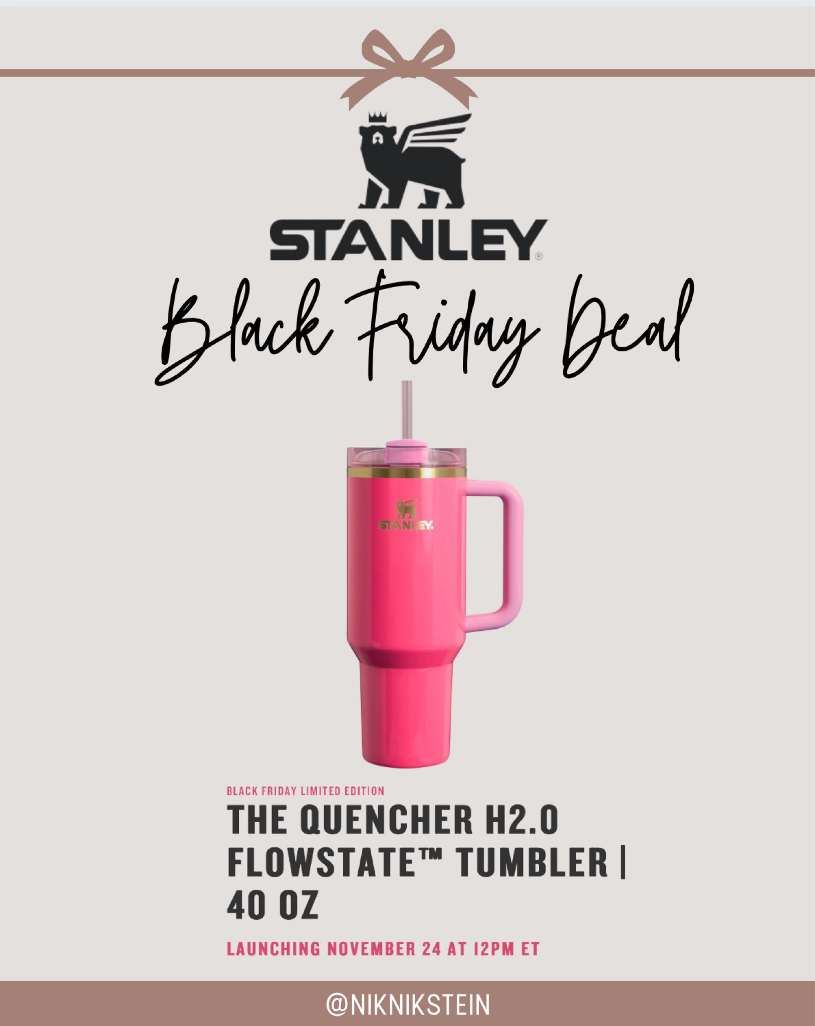 Pink Stanley. 40oz Stanley. Black Friday Stanley. Limited edition Stanley cup. Gift idea for her  

#LTKGiftGuide #LTKHoliday #LTKfindsunder50