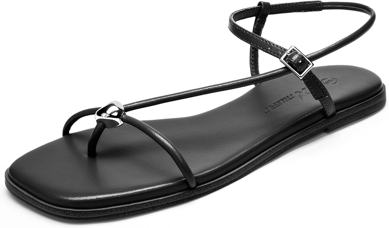 Strappy Flat Sandals for Women Square Open Toe Comfortable Ankle Strap Beach Thong Flip Flop Sand... | Amazon (US)