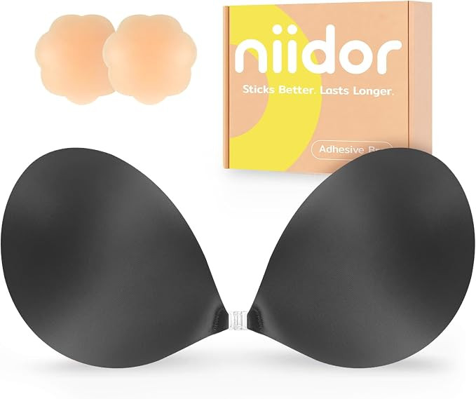 Niidor Adhesive Bra Strapless Ultra Sticky Invisible Push up Silicone Bra Multiple Colors Sizes R... | Amazon (US)