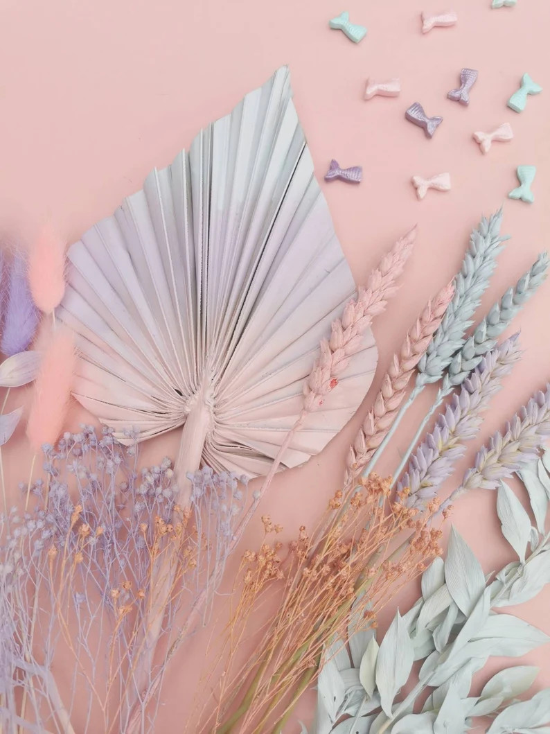 Mermaid Cake Decor / Dried Flower Cake Decor / Pastel Dried Flowers | Etsy (US)