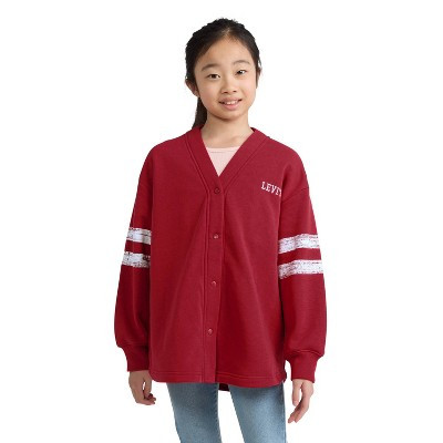 Levi's® Girls' Fleece Varsity Cardigan - Red M | Target