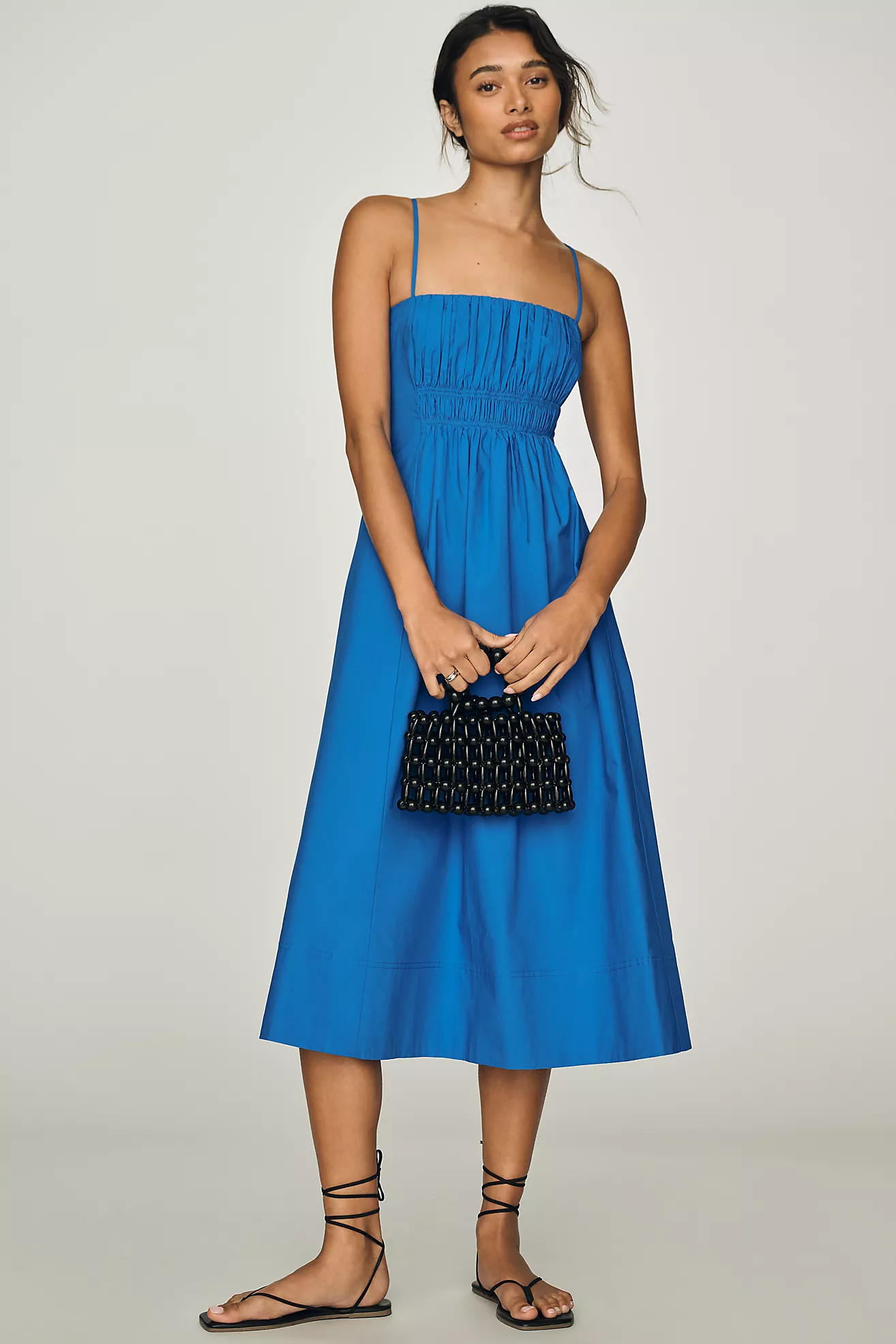 Maeve Cotton Ruched Midi Dress | Anthropologie (US)
