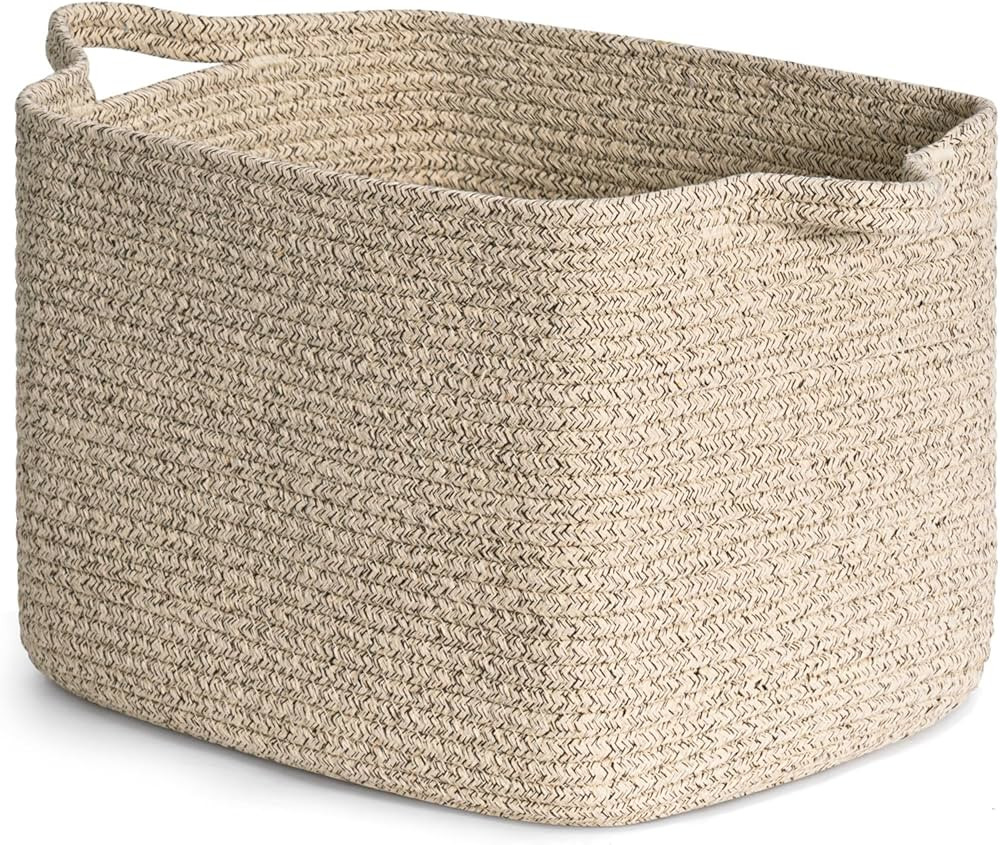 INDRESSME Woven Basket for Blankets, Shelf Basket for Towels, Books, Toy Basket for Baby, Rectang... | Amazon (US)