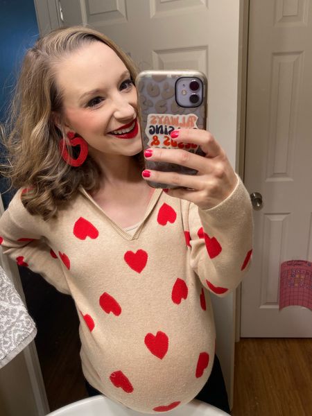 Valentine’s Day outfit idea!! Valentine’s Day sweater with red beaded heart earrings from Amazon!! 

#LTKSeasonal