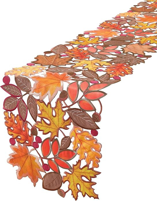 Fall Decorations for Home Fall Table Runner 36 Inches Long with Embroidered Maple Leaf. Thanksgiv... | Amazon (US)