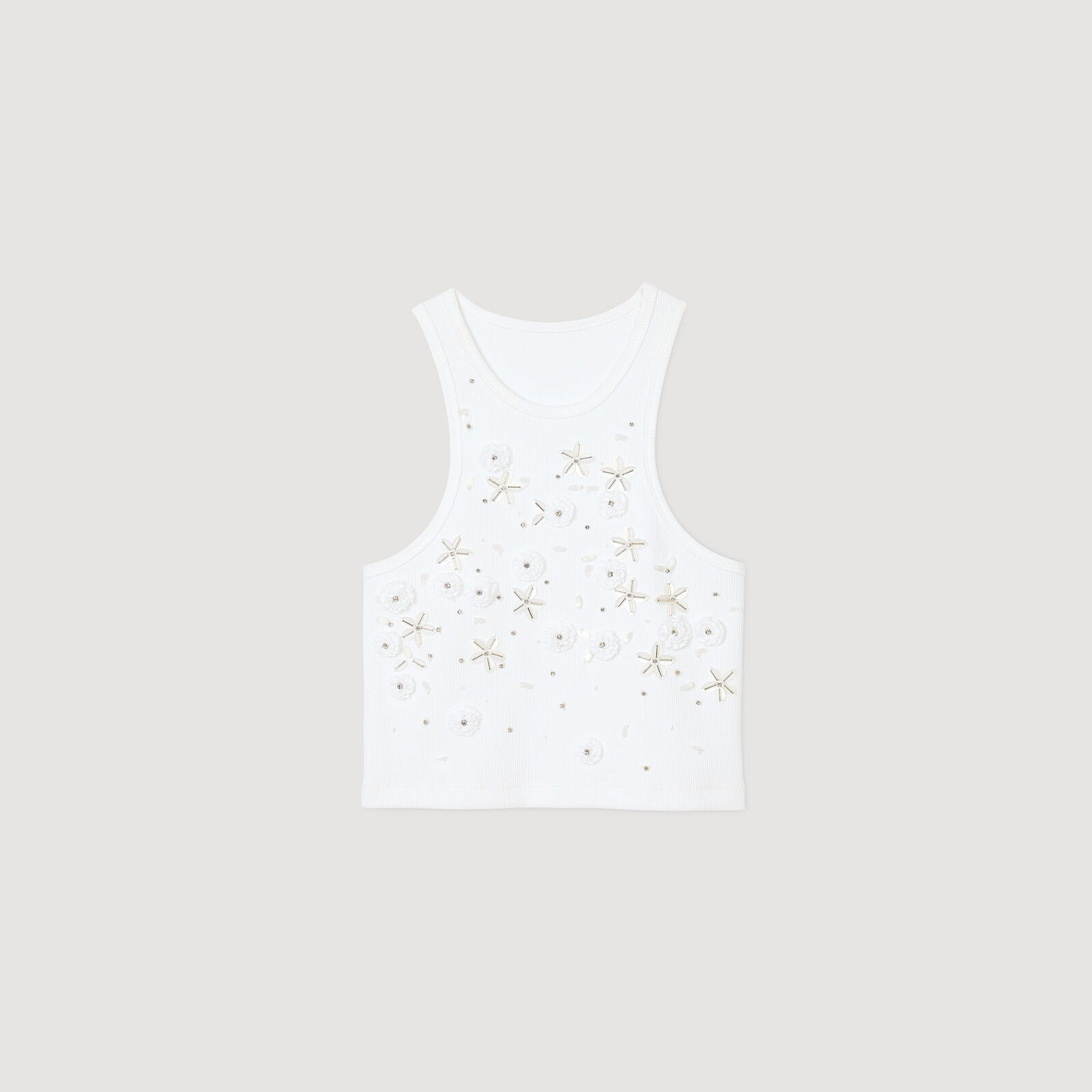 Beaded and rhinestone tank top | Sandro US | Sandro-Paris US