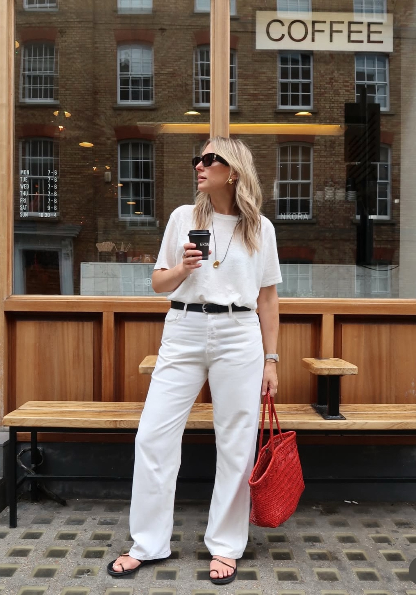 A very simple look with a pop of red. 

My bag is the large version linked some alternatives and smaller versions  

#LTKuk #LTKeurope #LTKsummer