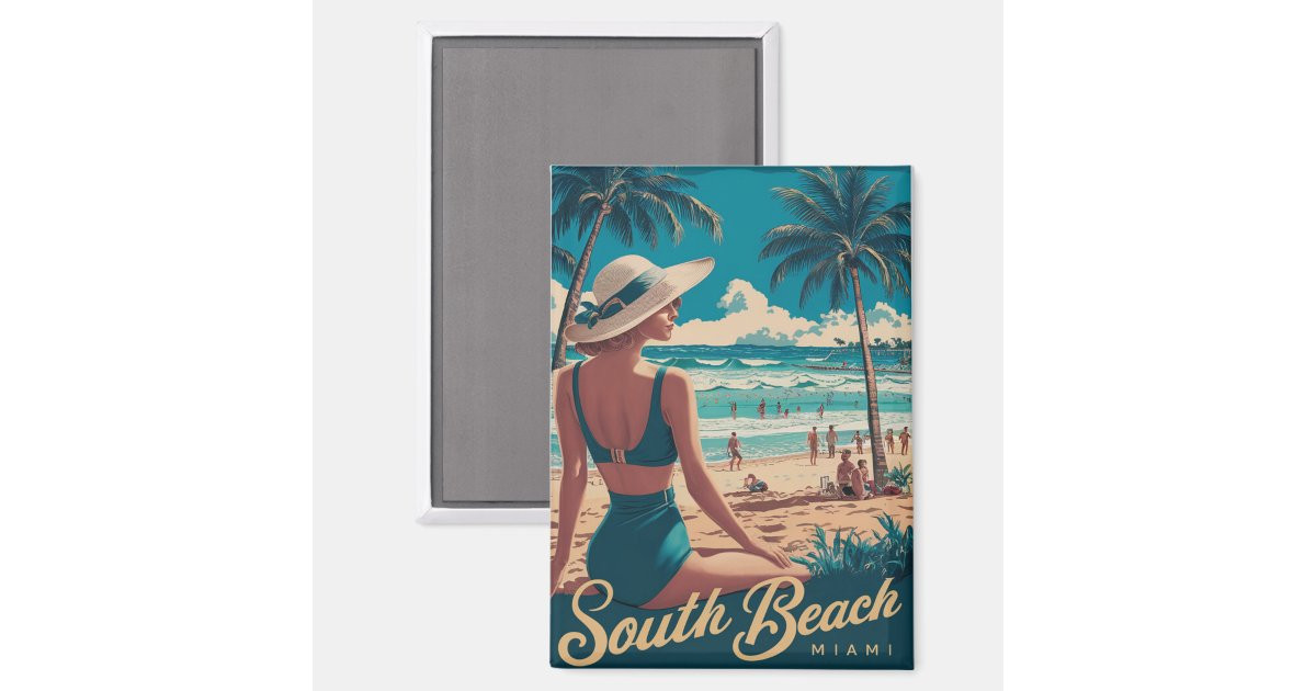 Vintage Retro Miami South Beach Art Magnet | Zazzle | Zazzle