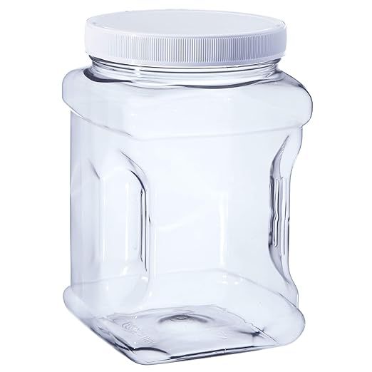 Hudson Exchange 1/2 Gallon Plastic Grip Jar with Cap (6 Pack), Food Grade BPA Free PET, Clear | Amazon (US)