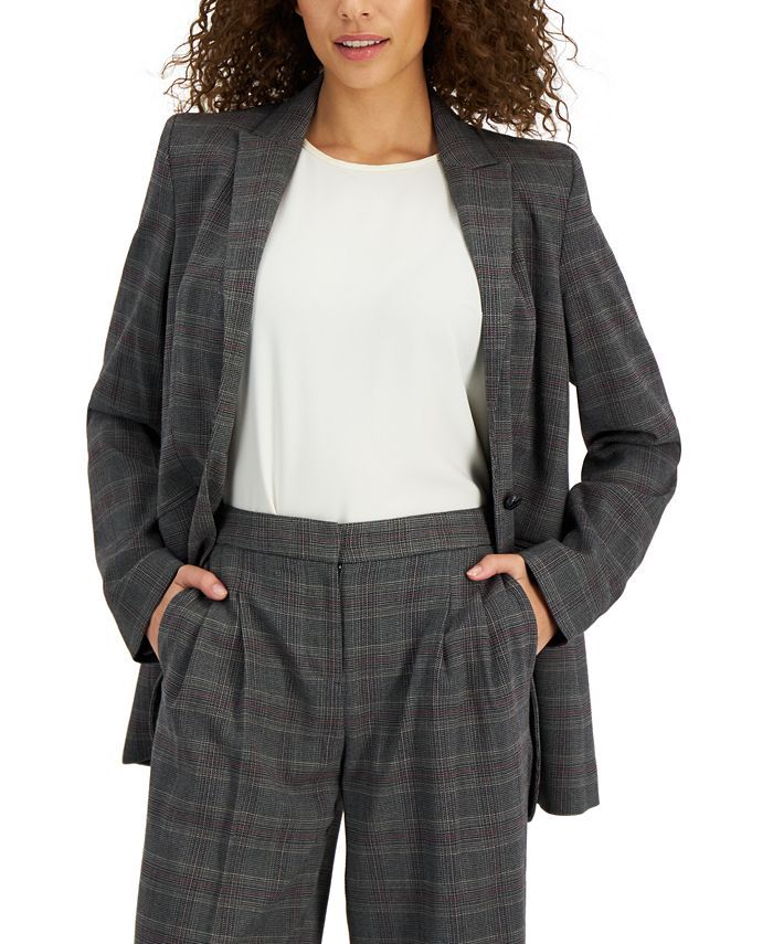 Calvin Klein Plaid Blazer & Reviews - Jackets & Blazers - Women - Macy's | Macys (US)