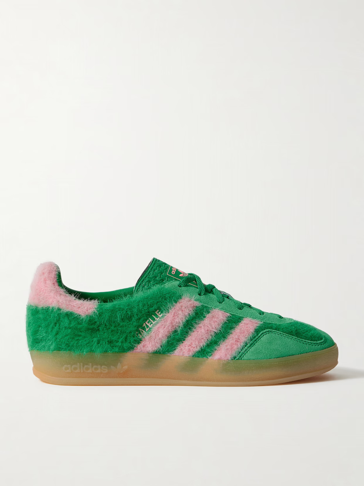 adidas Originals - Gazelle Indoor Suede-trimmed Brushed-knit Sneakers - Green | NET-A-PORTER (US)