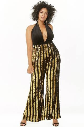 Plus Size Sequin Halter Jumpsuit | Forever 21 (US)