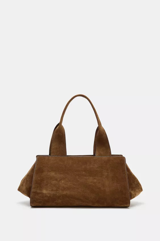 LEATHER SPLIT SUEDE DOUBLE HANDLE BAG | Zara UK
