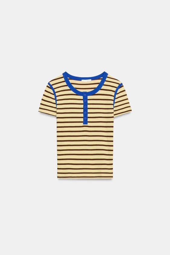 T-SHIRT MIT RIPPSTRUKTUR UND STREIFEN | Zara DE