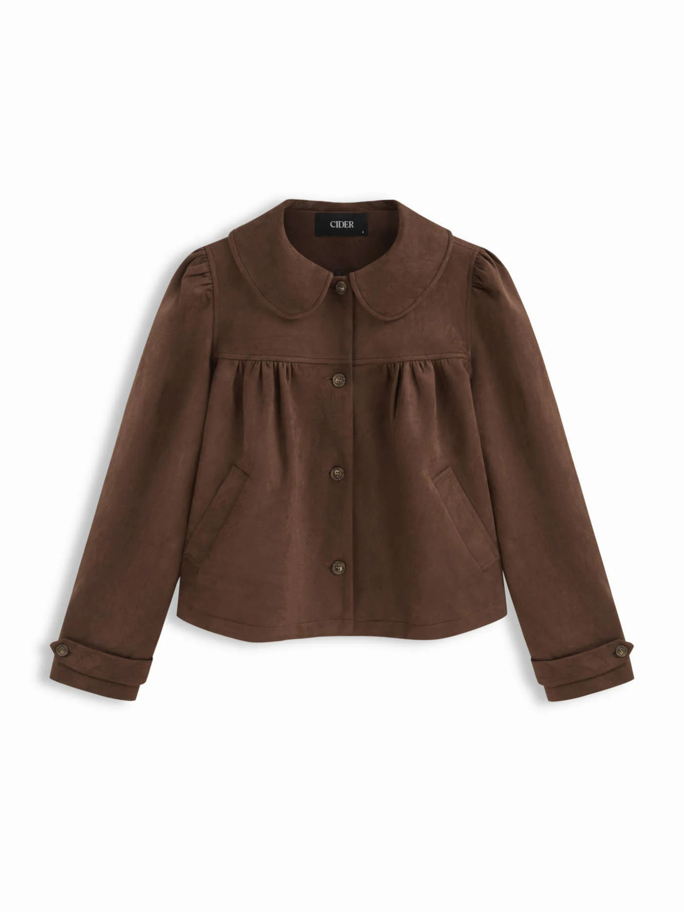 Suede Peter Pan Collar Ruched Jacket | Cider