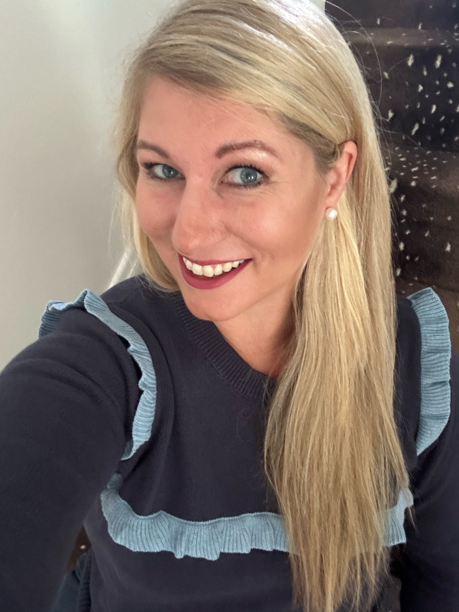 Came home to this cute sweater! Love the contrast ruffle detail 💙 in three colors

#LTKSeasonal #LTKover40 #LTKmidsize