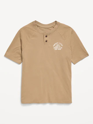 Softest Short-Sleeve Graphic Henley T-Shirt for Boys | Old Navy (CA)