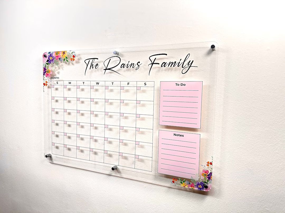 Dry Erase Calendar Family Planner Acrylic Personalized Monthly - Etsy | Etsy (US)
