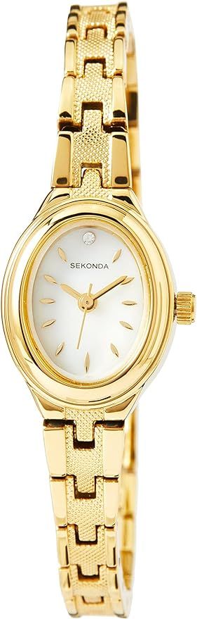SEKONDA Women's Quartz Watch with Mother of Pearl Dial Analogue Display and Gold Alloy Bracelet 4... | Amazon (US)