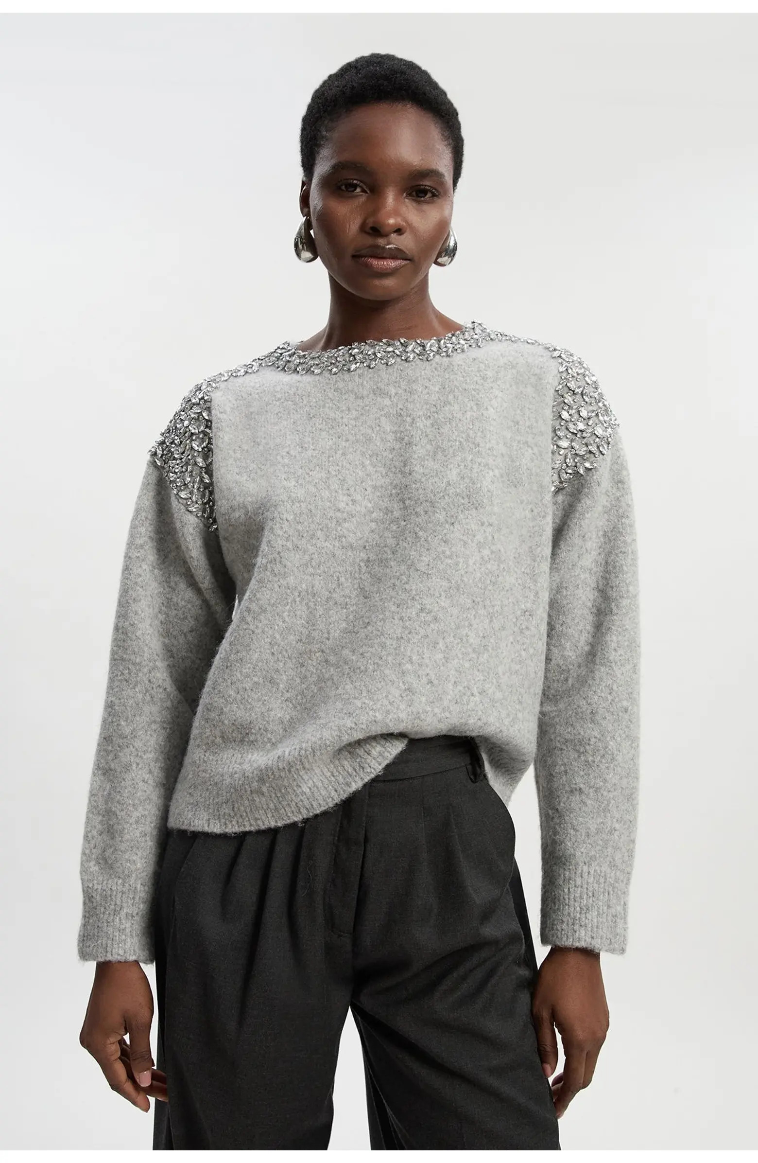 Karen Millen Embellished Trim Cosy Knit Jumper | Nordstrom | Nordstrom