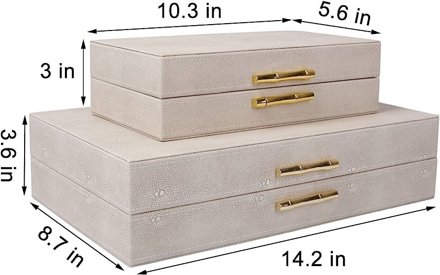 ZIKOUL Modern Decorative Box Leather Decorative Storage Boxes With Lids for Home Decor Jewelry Box O | Amazon (US)