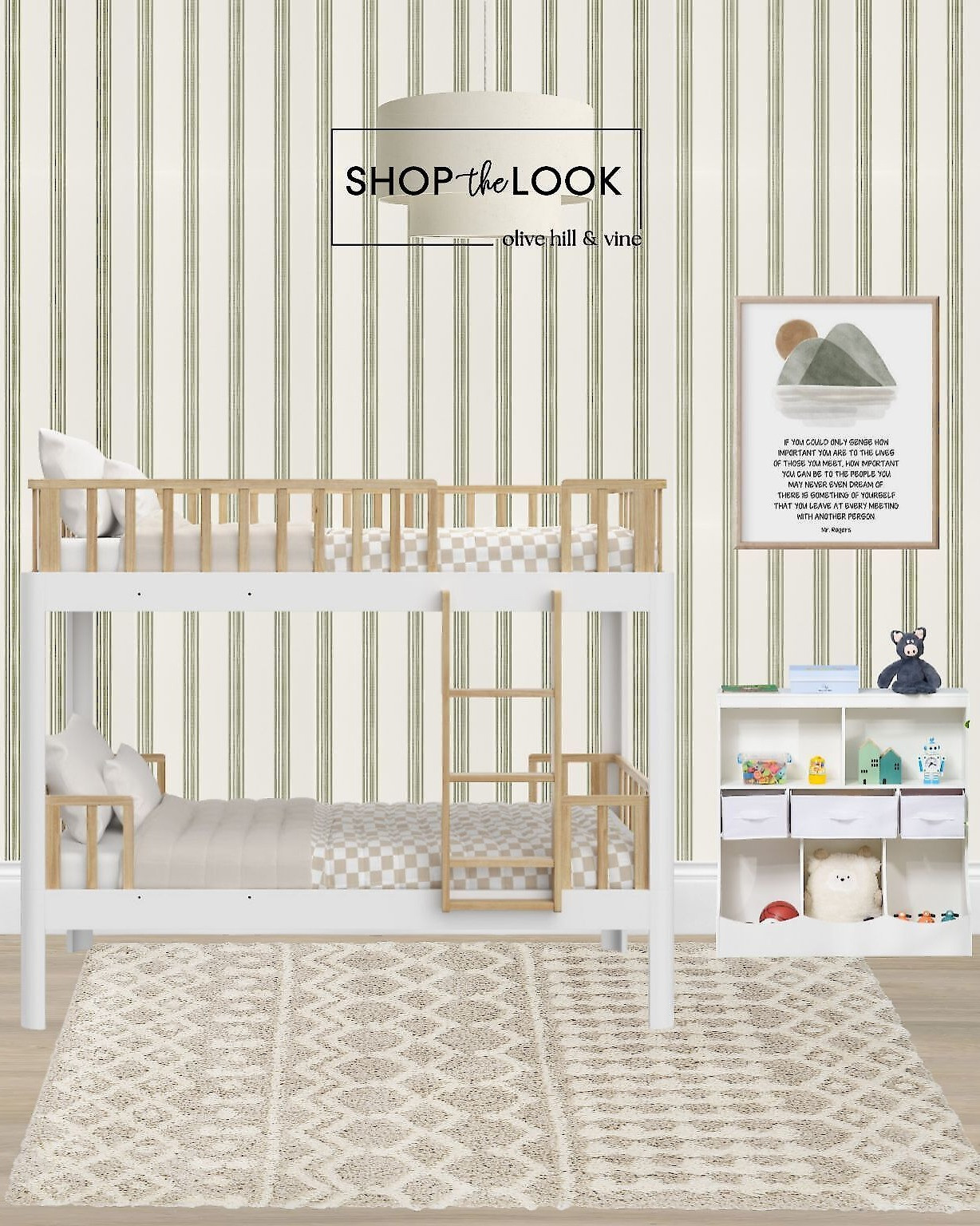 A bedroom that grows with them! This twin bunk bed set adjusts to fit their needs—use it as bunks, two twins, a loft, or even a daybed. The white and wood combo adds contrast, while a storage unit keeps things tidy. Finished with a shag rug, soft lighting, and an inspiring Mr. Rogers quote.  

 

#LTKHome #LTKKids #LTKFamily