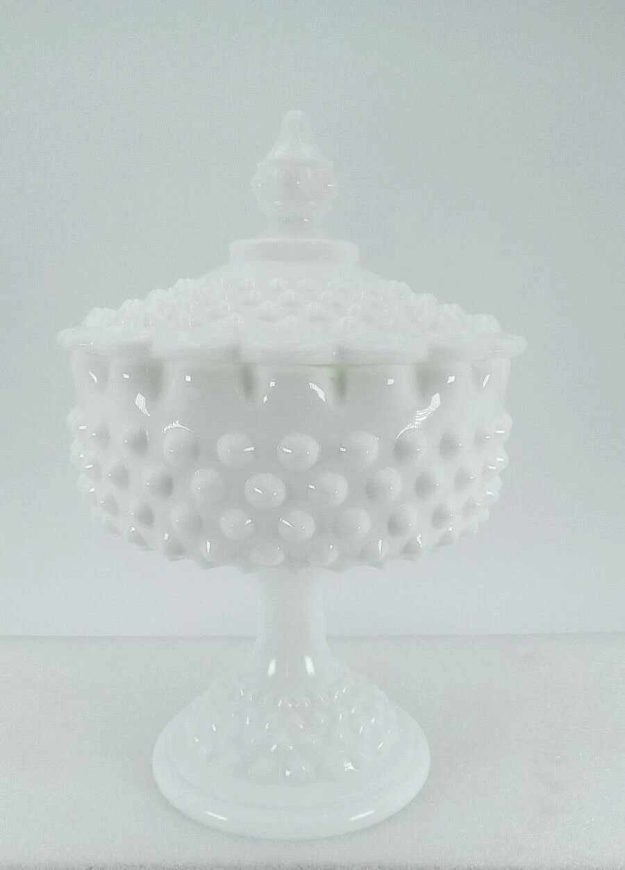Vintage  White Milk Glass Hobnail CANDY DISH | eBay US
