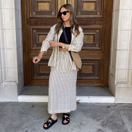 Weekend styling in Hush 
Wearing a size 8 in the striped linen shjrt and a striped linen skirt (this skirt runs big, size down)
Hush bag
Uniqlo built in bra top
Hermes sandals (dupes linked) 




#LTKeurope #LTKuk #LTKsummer