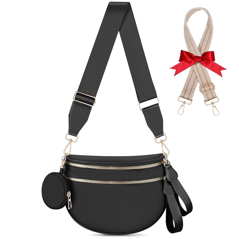 Bum Bags for Women Checkered Crossbody Bag with Removable Wallets Large Nylon Belt Purse Fanny Pa... | Amazon (US)