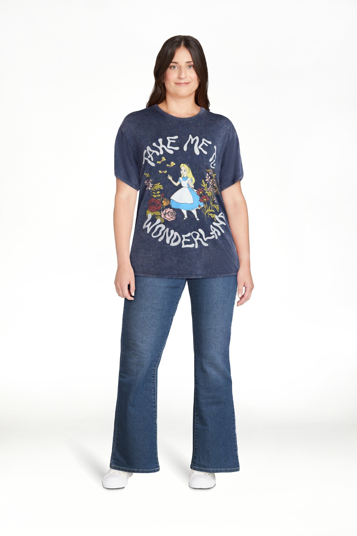 Alice in Wonderland Women's Washed Graphic Tee with Short Sleeves, Sizes XXS-XXL - Walmart.com | Walmart (US)