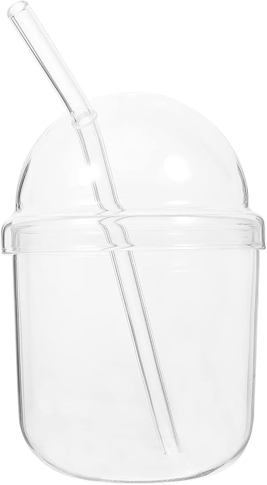 Hemoton Glass Bottle with Lid Straw: Glass Smoothie Cups Iced Coffee Tumbler Glass Water Bottle C... | Amazon (US)