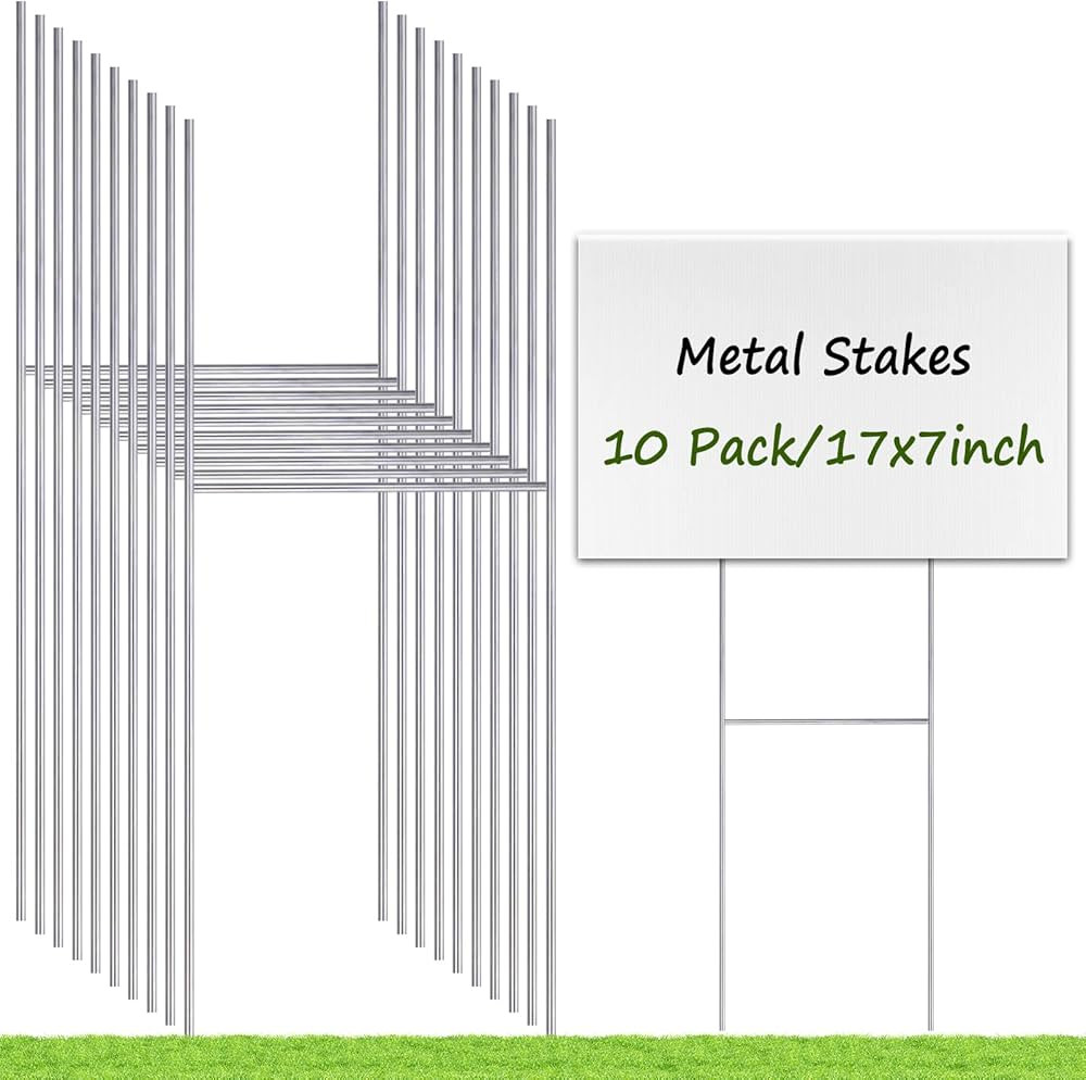 Yard Sign Stakes Metal, 17x7 Inch Yard Sign Holder Stand Sign Stakes for Ground Outdoor, Remiawy ... | Amazon (US)