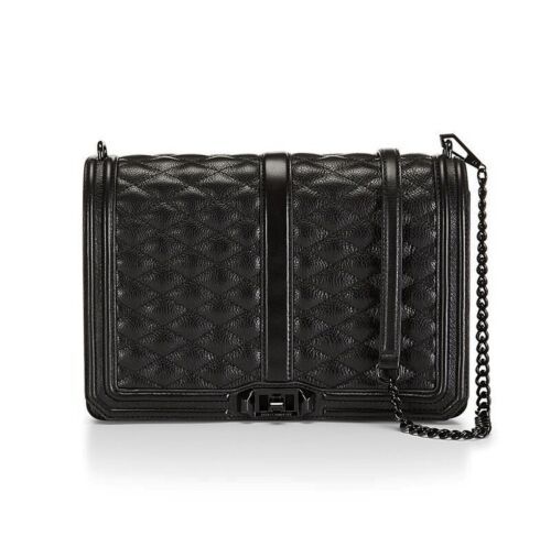 NWT Rebecca Minkoff Chevron Jumbo Love Large Leather Shoulder Bag BLACK AUTHENTC  | eBay | eBay AU