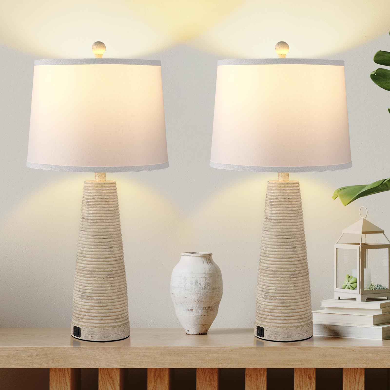 Bedside Lamps Set of 2 Nightstand Lamp Desk Lamps Vintage Rustic Farmhouse Table Lamp 3 Way Dimma... | Amazon (US)