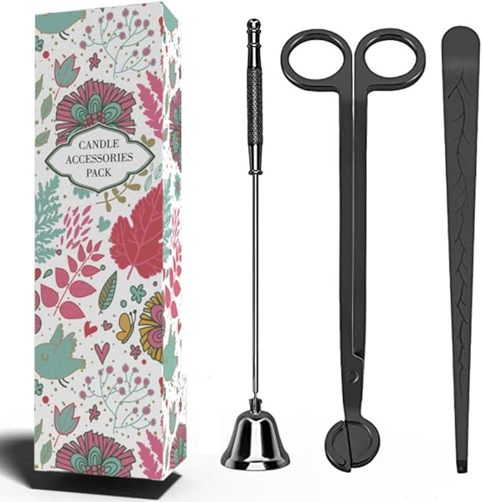 TUINEWBY Candle Snuffer,Candle Wick Trimmer, 3 in 1 Black Candle Tools Candle Accessory Set Candl... | Amazon (US)