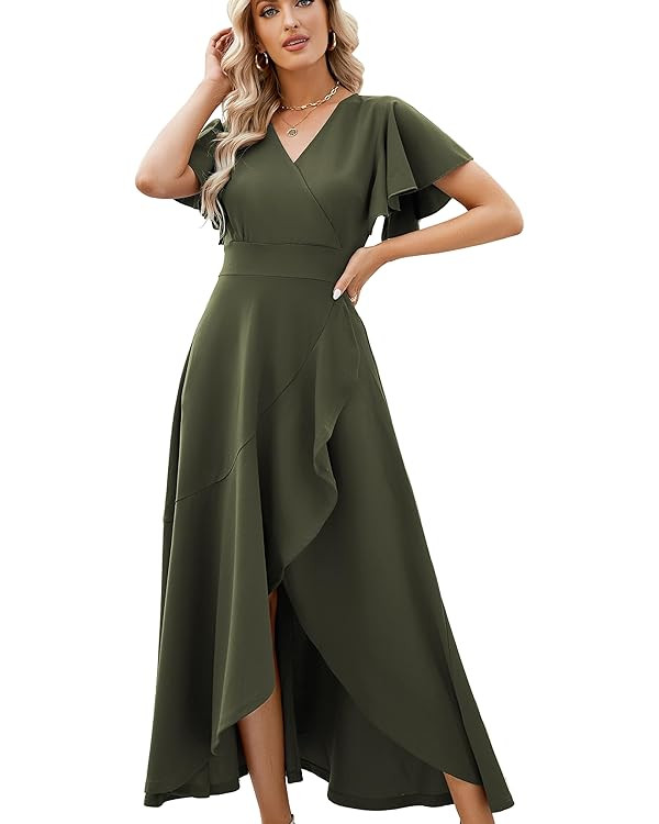 Long Black Formal Dresses for Women Gowns Evening Party Cocktail Dress,Split Elegant V Neck Wrap ... | Amazon (US)