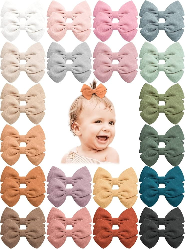 Prohouse 40 PCS Baby Girls Hair Clips Fully Lined Non Slip For Infant Fine Hair Bows Barrettes fo... | Amazon (US)