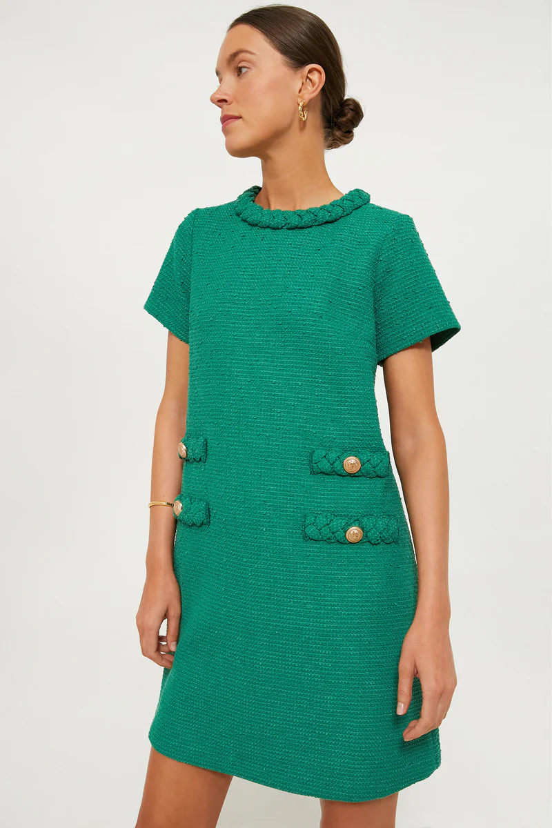 Emerald Green Tweed Jackie Dress | Tuckernuck (US)