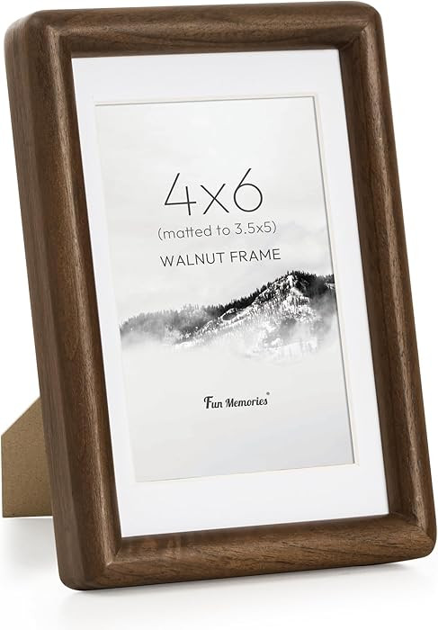 4x6 Picture Frame with HD Tempered Glass, USA-Sourced Walnut Wood Photo Frame Matted to 3.5x5, Ro... | Amazon (US)