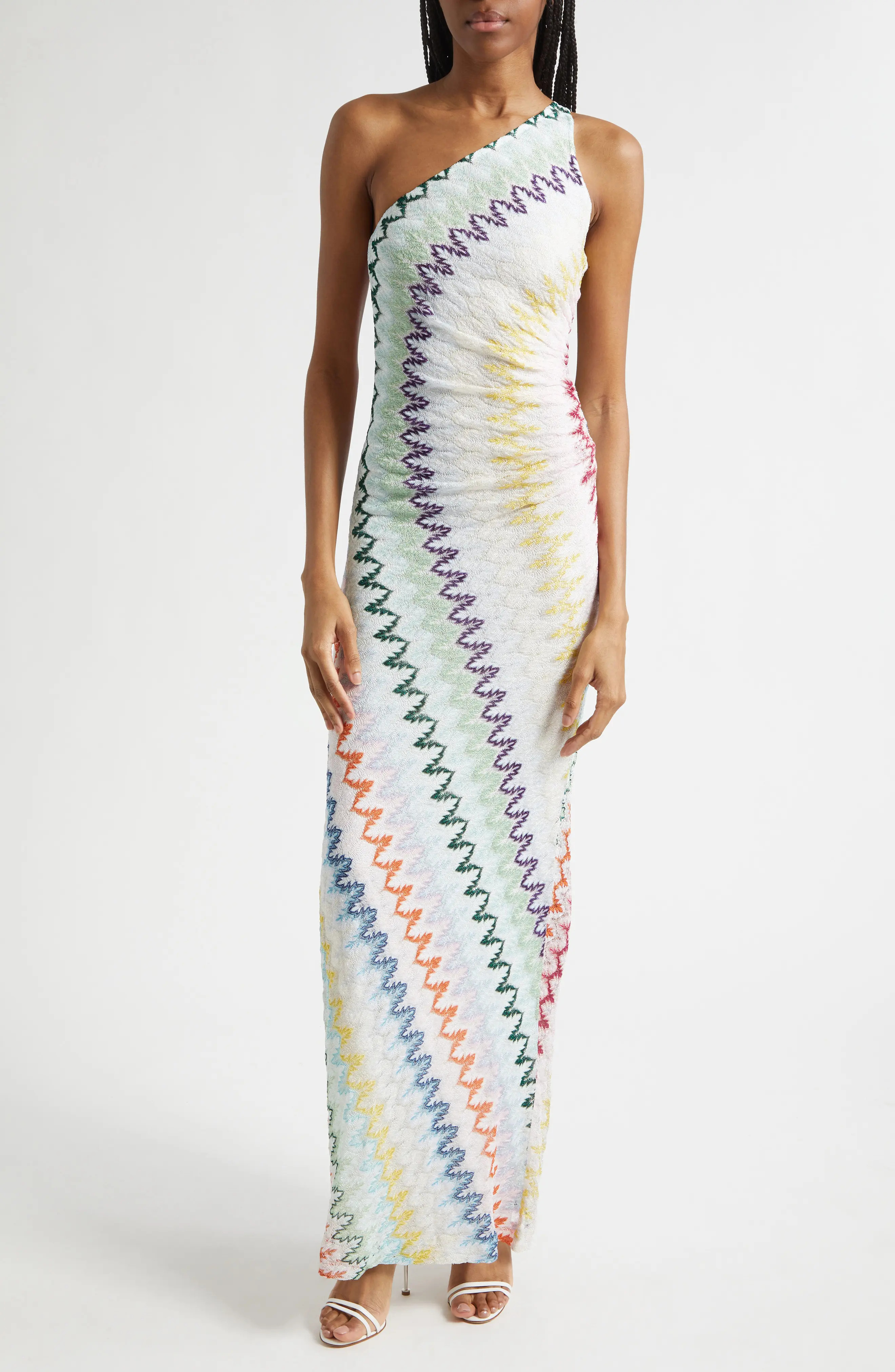 Missoni Metallic Zigzag Raschel Knit One-Shoulder Dress (Women) | Nordstrom | Nordstrom
