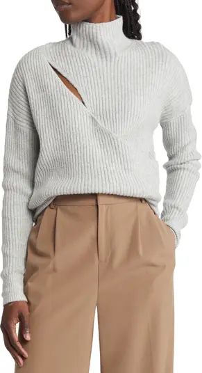 Open Edit Mock Neck Wrap Look Rib Sweater | Nordstrom | Nordstrom