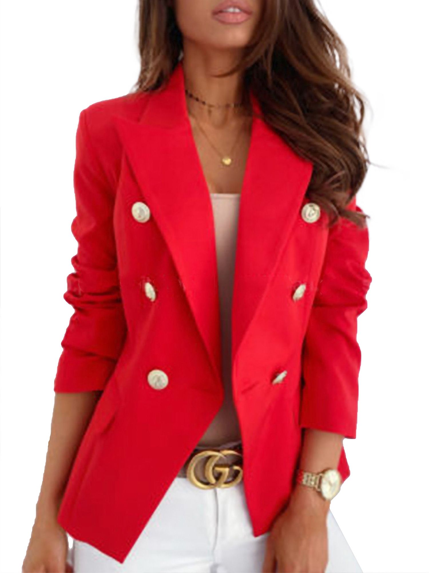 UKAP Womens Slim Fit Casual Work Office Business Blazers Double Breasted Button Jacket - Walmart.... | Walmart (US)