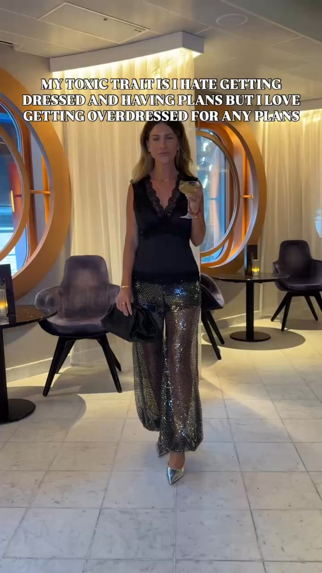 The pants were a ✨moment ✨comment SHOP for outfit details! They’re under $50 Zara 🥂#zara #overdressed #ltkfindsunder100 #ltktravel
Zara pants size small
Open edit top size small
Amazon heels 

🔍: Zara, embellished pants, Amazon fashion, affordable fashion, budget friendly, cruise outfit, dinner outfit, date night, Vegas style, petite style, moms over 40 style, Texas content creator 

#LTKPetite #LTKStyleTip #LTKFindsUnder100