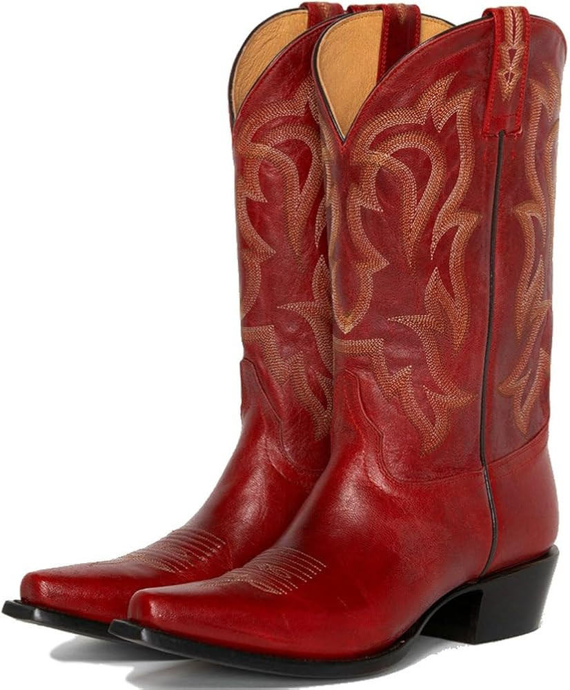 Embroidered Western Boots Wide Calf Cowboy Boots Pointed Toe Mid Calf Cowgirl Boots | Amazon (US)