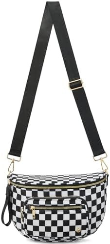 BOSTANTEN Crossbody Bags for Women Cross Body Purse Checkered Bum Bag Large Fanny Waist Pack with... | Amazon (US)
