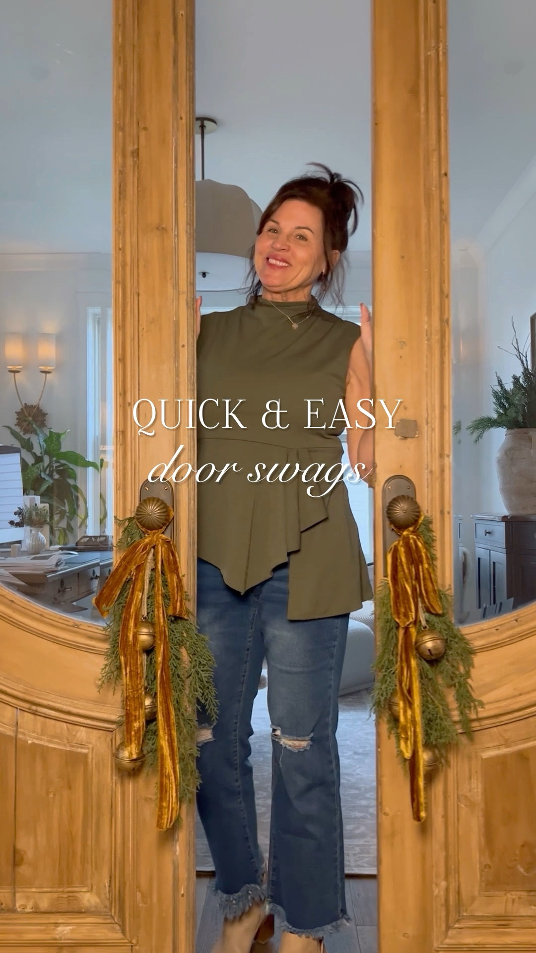 There’s still time to make these easy door swags before the holidays! All you need is a cedar stem, a bit of ribbon and a couple ornaments or a bell string to adorn. The Amazon cedar stem is marked down to $6!!

#LTKHome #LTKSeasonal #LTKHoliday