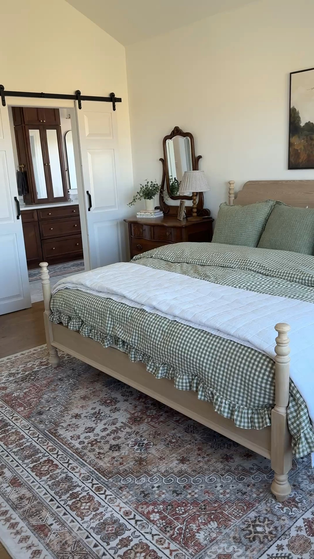 Cozy bedroom! Duvet cover is from Amazon. Bed is from pottery barn. Area rug is from Amazon. Artwork is from Hobby Lobby  

#LTKSeasonal #LTKHome #LTKvlog